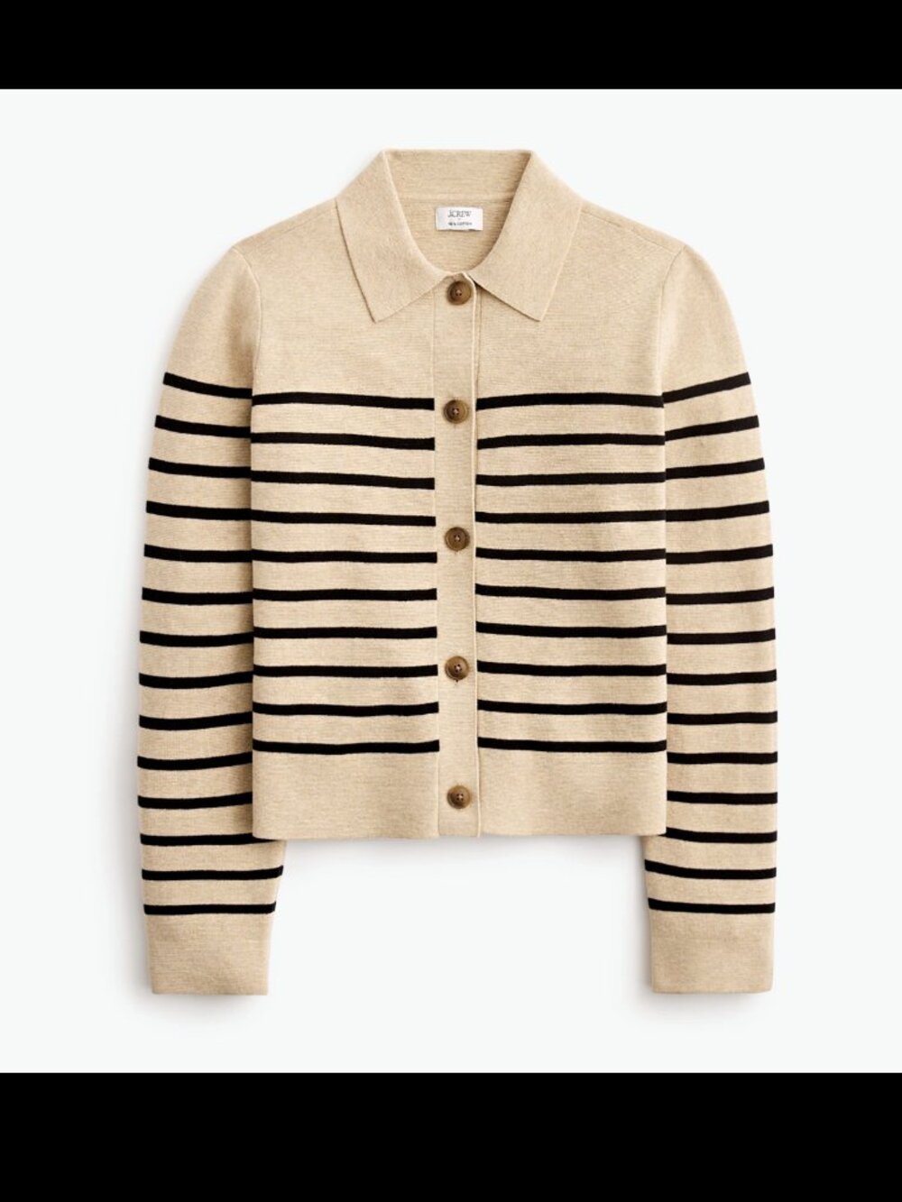 J.Crew Striped Collared Sweater Jacket Cotton Cardigan Tan Black